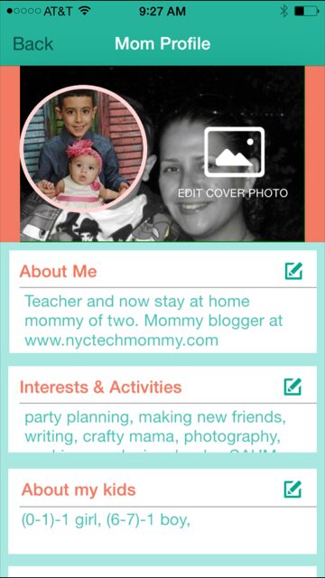 Find my profile on the MomCo App