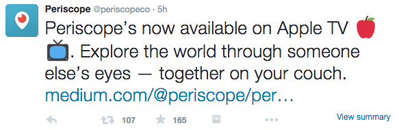 Periscope App now on Apple TV http://wp.me/p5Jjr7-qZ
