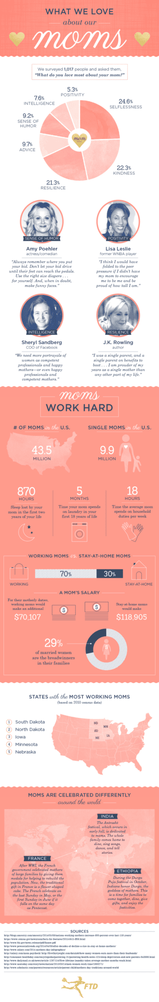 Why We Love Mom - This fun INFOGRAPHIC clearly illustrates what we love about our moms. 