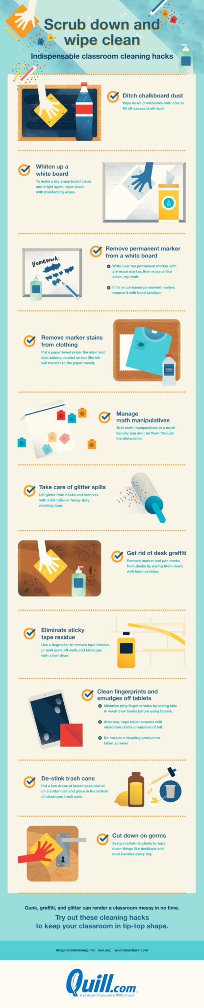 Scrub down and wipe clean - Indispensable Classroom Cleaning Hacks