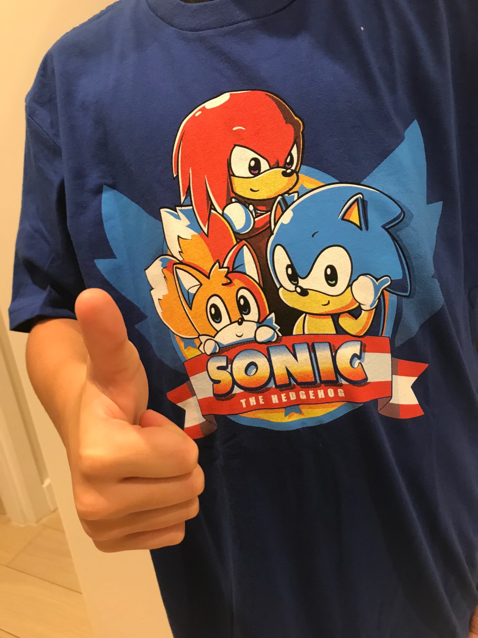 Sonic the Hedgehog Modern Characters With Logo Youth Boy's Royal Blue  T-Shirt-XS