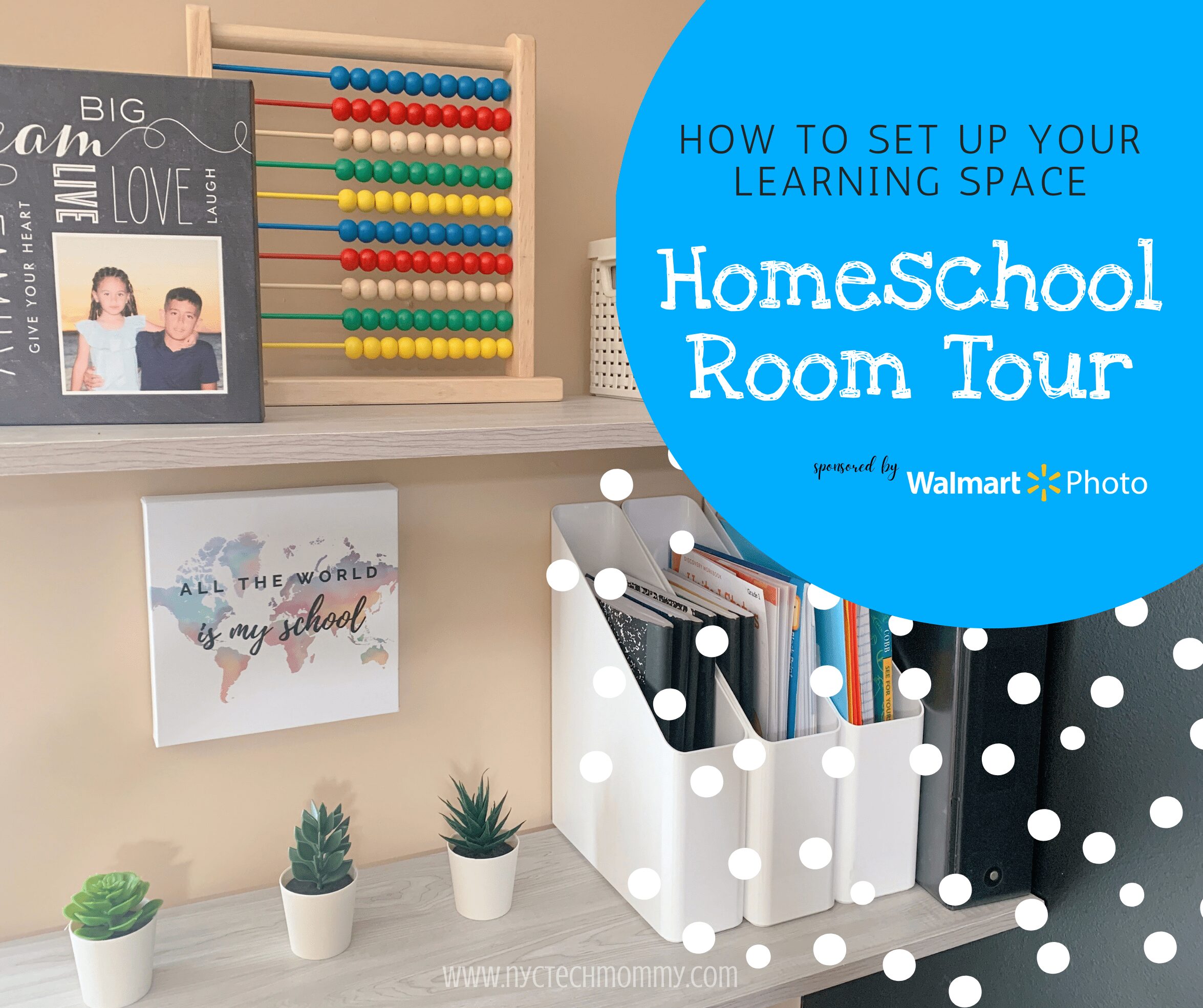 This year, back to school will look noticeably different for many of us. No matter if your kids are remote learning, going back to school, or you've decided to homeschool, a dedicated space for learning is essential. Here’s a look at our new Homeschool Room + easy tips to help you set up a learning space at home | #sponsored content created by @nyctechmommy for @wm_phot_center #WalmartPhoto