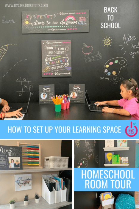 This year, back to school will look noticeably different for many of us. No matter if your kids are remote learning, going back to school, or you've decided to homeschool, a dedicated space for learning is essential. Here’s a look at our new Homeschool Room + easy tips to help you set up a learning space at home | #sponsored content created by @nyctechmommy for @wm_phot_center #WalmartPhoto