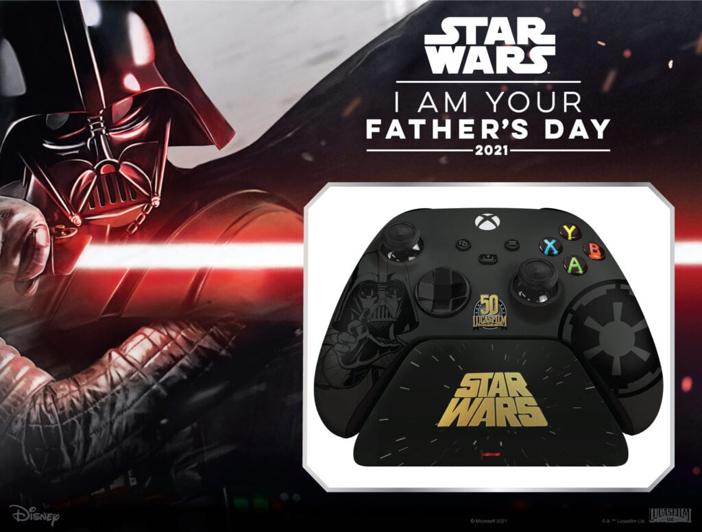 I AM YOUR FATHER'S DAY 20201 - Star Wars themed gifts for Dad -- Limited Edition Darth Vader Razer Wireless Controller + Quick Charging Stand for Xbox
