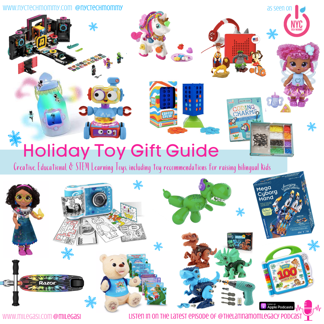 Toy Shopping Tips & Best Toys for Kids Holiday Gift Guide, included are games and puzzles, STEAM toys, creative toys, bilingual toys, dolls, and more!