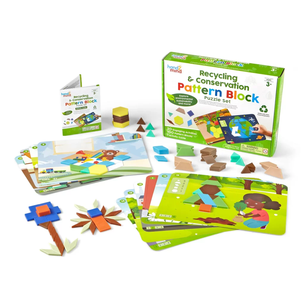 Educational Toys for Kids - Pattern Block Puzzle teaches conservation and sustainability 