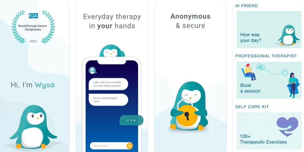 APPS BY FEMALE FOUNDERS - Wysa AI powered mental health app